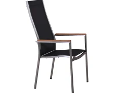 Edelstahl Stapelsessel Palladium Teak Highback silvergrey