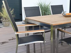 Edelstahl Stapelsessel Palladium Teak Highback silvergrey