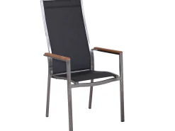 Edelstahl Stapelsessel Palladium Teak Highback silvergrey