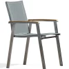 Edelstahl Stapelsessel Rhodium Teak dark-smoke
