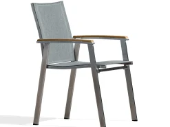 Edelstahl Stapelsessel Rhodium Teak dark-smoke