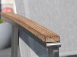 Edelstahl Stapelsessel Rhodium Teak light-smoke