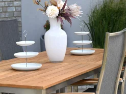 Edelstahl Teak Ausziehtisch Valis 240/310x100cm
