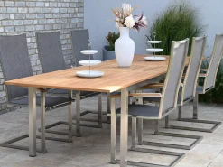 Edelstahl Teak Ausziehtisch Valis 240/310x100cm