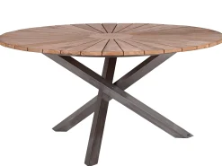 Edelstahl Teak Gartentisch Rhodium Ø134cm