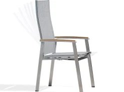 Edelstahl Verstellsessel Rhodium Teak dark-smoke