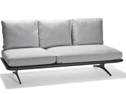 Enya Lounge/Liege/Sofa Alu anthrazit matt mit Kordel Stone Kissen perlgrau