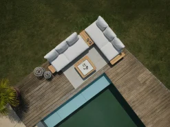 Enya Lounge/Liege/Sofa Alu mit Kordel greige Kissen Vanilla