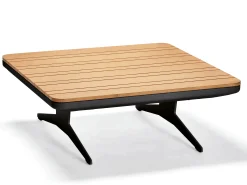 Enya Lounge-Tisch Alu anthrazit matt mit Tischplatte Teak