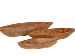 3-er Set Deko-Schalen Boot Teakholz 30/40/50cm
