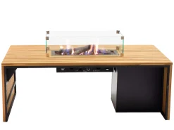 Feuertisch Cosibridge 140 Teakholz mit Glasrahmen