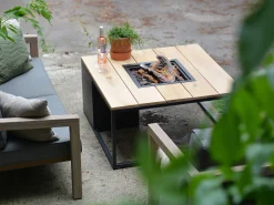 Feuertisch Cosiloft 100 black Teak Top