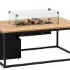 Feuertisch Cosiloft 120 black Teak Top mit Glasrahmen