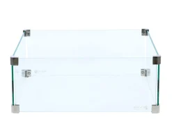 Feuertisch Cosiloft 100 black Teak Top mit Glasrahmen