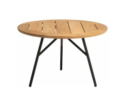 Frida Beistelltisch Alu schwarz matt Teakholz Ø55x36cm