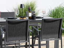 Garten-Barhocker Oriental Aluminium Outdoorgewebe anthrazit|anthrazit