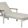 Gartenliege Resonance Aluminium graubeige Teak-Armlehnen