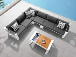 Garten Lounge Set Ecke Lovina white 5-teilig
