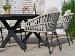 Gartensessel Dining-Sessel Luzern Alu anthrazit Rope cream