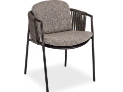 Gartensessel Zoe Alu schwarz matt Kordel basalt Stoff Mélange grau