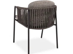 Gartensessel Zoe Alu schwarz matt Kordel basalt Stoff Mélange grau