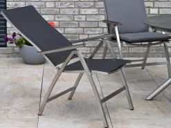 Gartenstuhl Edelstahl Klapp Hochlehner Palladium silvergrey