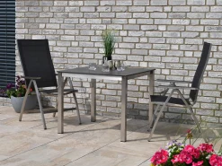 Gartenstuhl Edelstahl Klapp Hochlehner Palladium silvergrey