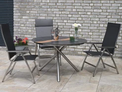 Gartenstuhl Edelstahl Klapp Hochlehner Palladium silvergrey