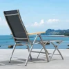 Gartenstuhl Edelstahl Klapp Hochlehner Palladium Teak silvergrey