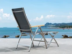 Gartenstuhl Edelstahl Klapp Hochlehner Palladium Teak silvergrey