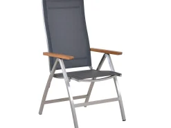 Gartenstuhl Edelstahl Klapp Hochlehner Palladium Teak silvergrey