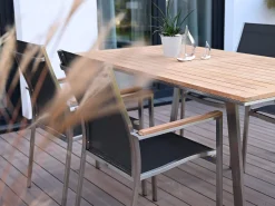Gartenstuhl Edelstahl Stapelsessel Palladium Teak silvergrey
