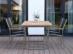Gartenstuhl Edelstahl Stapelsessel Palladium Teak silvergrey