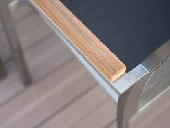 Gartenstuhl Edelstahl Stapelsessel Palladium Teak silvergrey