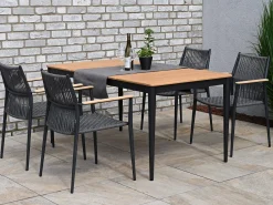 Gartentisch Alila Alu anthrazit mit Teakholz 160x90cm