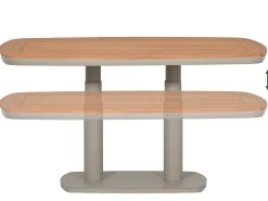 Gartentisch höhenverstellbar Seattle Alu Graubeige Teakholz 135x83cm