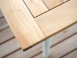Gartentisch Interno Rundrohr Alu greige Teakholz 220x100cm