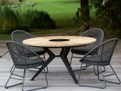 Gartentisch NEXOR Stahl anthrazit Teakholz