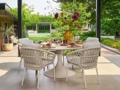 Gartentisch Nova Ø120cm Alu Camel Sand Sintered Stone