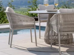 Gartentisch Rhoda Ø134cm Alu greige Kordel greige HPL