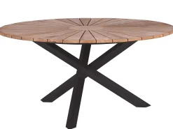 Gartentisch Rhodium Teak Edelstahl anthrazit Ø150cm
