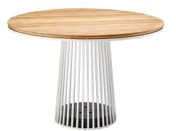 Grid Dining Tisch Alu white Teakholz