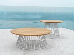 Grid Lounge- und Beistelltisch Alu white Teak