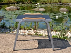 Hocker Bayern Teak silber-darkgrey