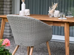 Holz Geflecht Dining Sessel Fernando light-grey