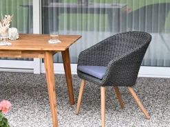 Holz Geflecht Dining Sessel Fernando rock-grey