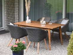 Holz Geflecht Dining Sessel Fernando rock-grey