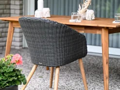 Holz Geflecht Dining Sessel Fernando rock-grey