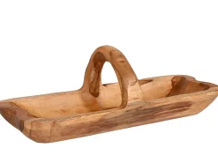 Holzschale Teak mit Henkel quer 42x20x15cm