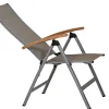 Klappsessel "Azora" Alu graphit mit Teak-Armlehnen